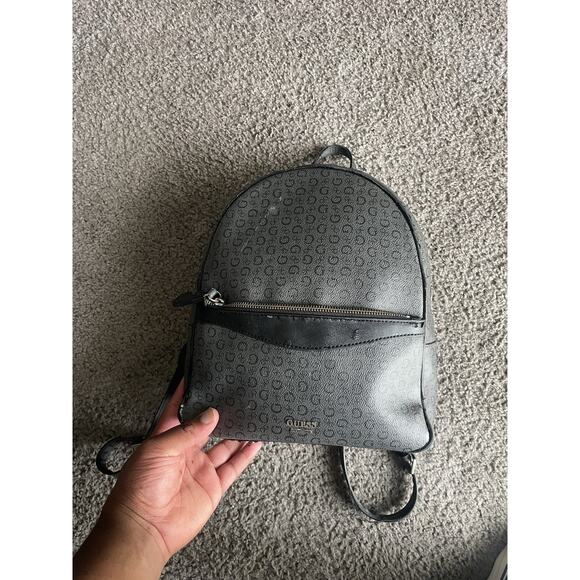 GUESS Backpack Monogram Black Small Bag - Picture 1 of 3